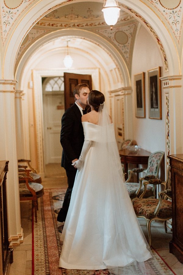 Dumfries House Wedding Photos bride and groom kissing