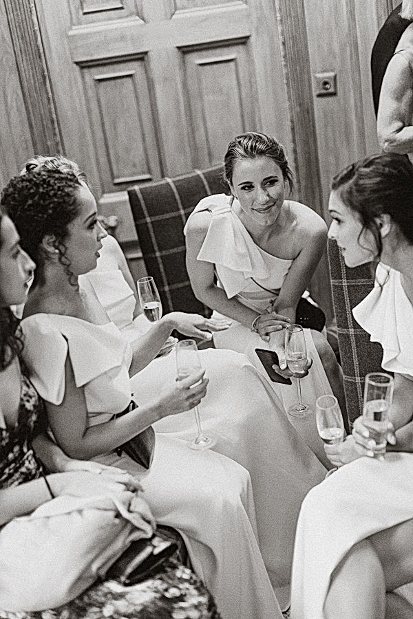 Dumfries House Wedding candid Photos bridesmates chatting