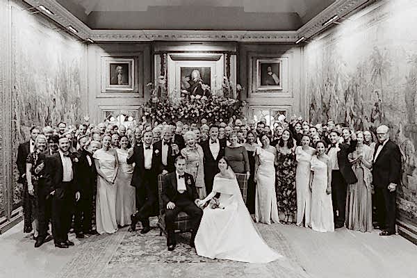 Dumfries House Wedding Photos large group at tapestry room