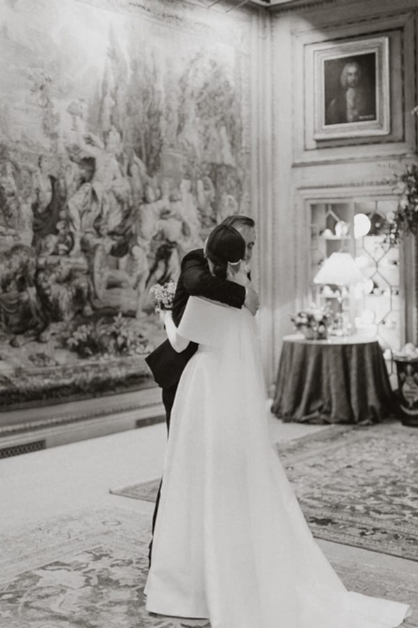 Dumfries House Wedding Photos bride and groom embraced