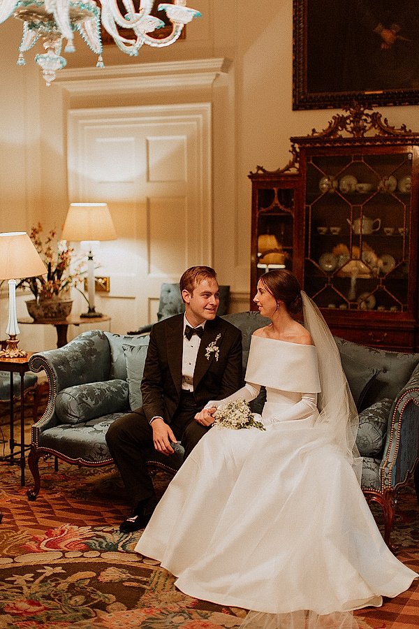 Dumfries House Wedding Photos ride and groom in blue room