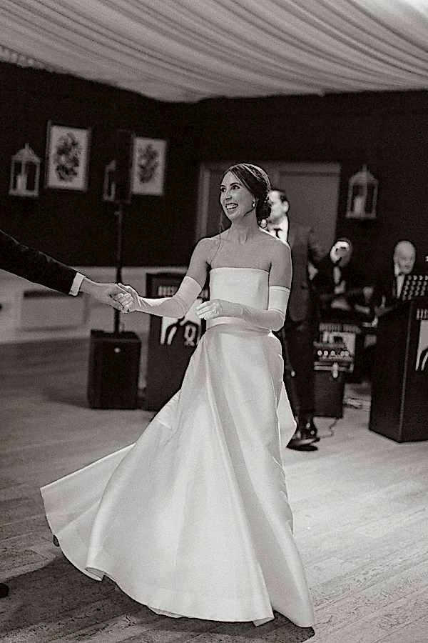 bride smiling during first dance at Dumfries House 