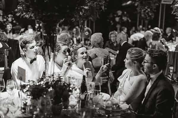 guests chatting in the evening
