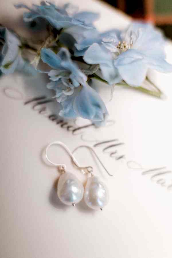 close up of wedding earings at dumfries house