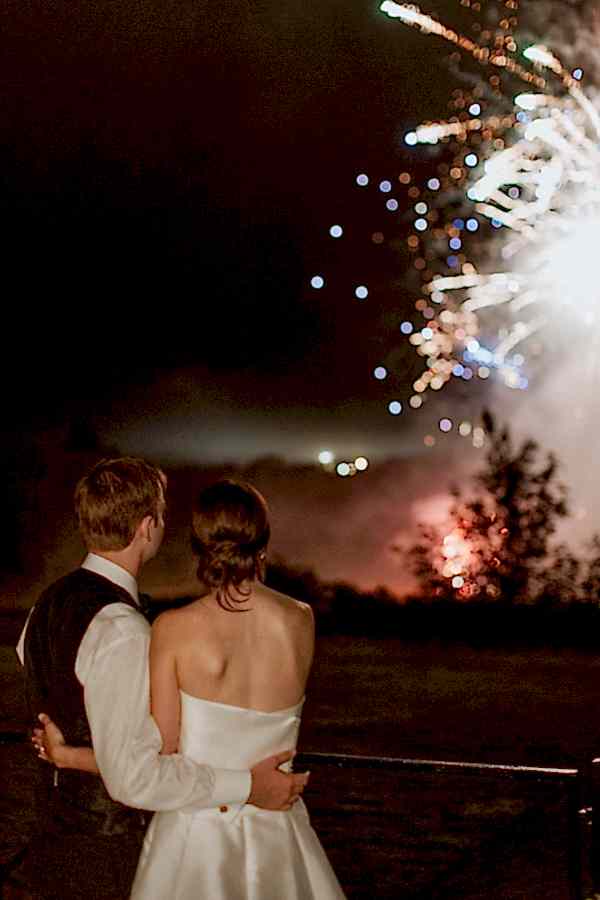 Dumfries House Wedding Photos newlyweds looking at fireworks
