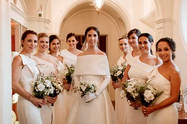 bridesmates and bride just before ceremony dumfries house