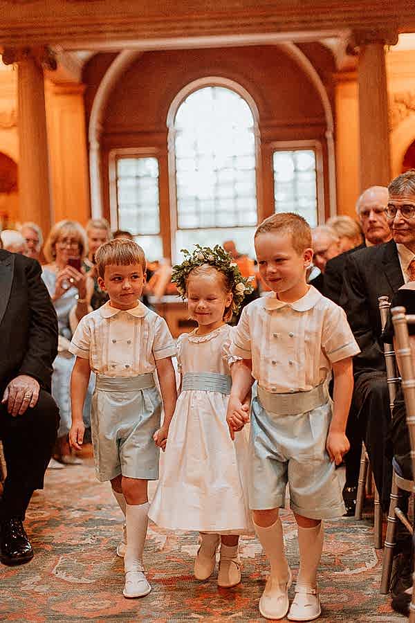 Dumfries House Wedding Photos 3kids walking down the aisle
