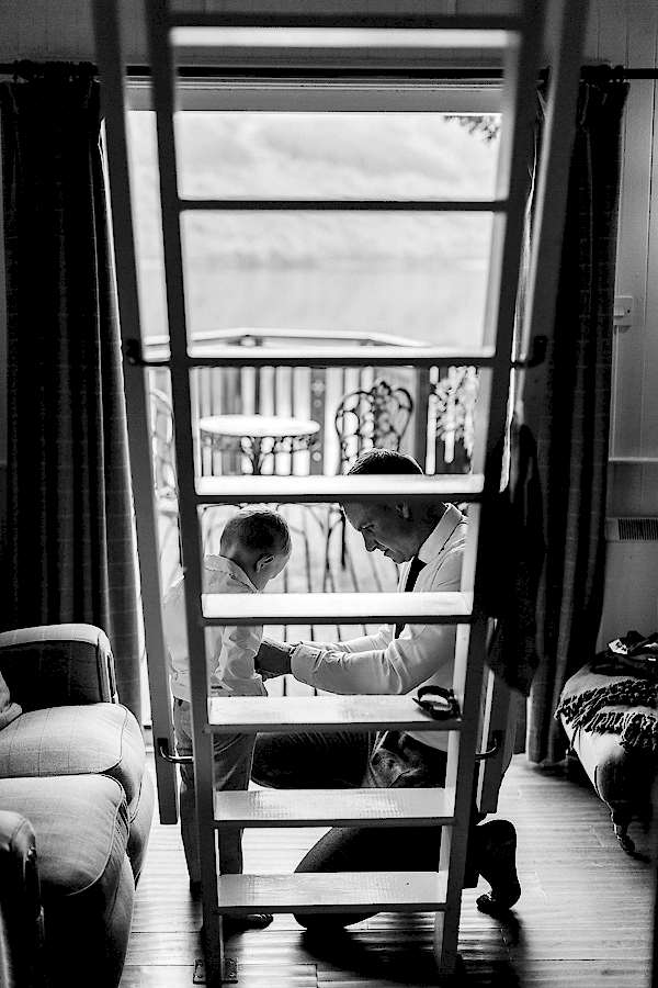 groom and his son  at the lodge on loch goil 